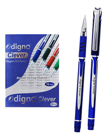 Ручка шариковая DIGNO CLEVER, DG-10130, масл.основа, резин.грипп, синяя