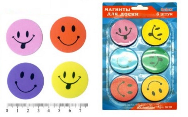 Магниты Смайл 5 см, 6шт, 3470