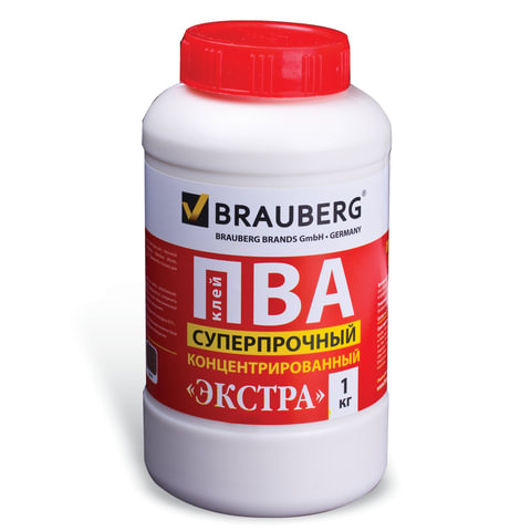 Клей ПВА 1кг BRAUBERG Экстра Суперпрочный 600984