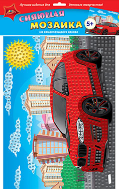 Мозаика самокл. А3 Красный автомобиль, С2258-15 сияющая из мягкого пластика 