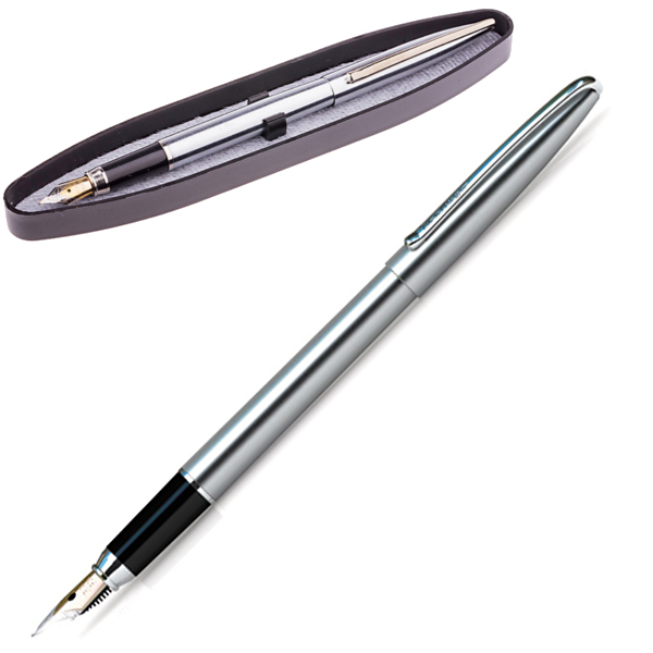 Ручка Berlingo перьевая SILK Prestige CPs_82535 корпус хром, 0,8мм, синяя, в футляре