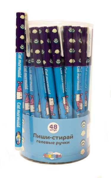 Ручка гелевая Пиши-стирай Centrum. Cat mermaid 87910 синяя