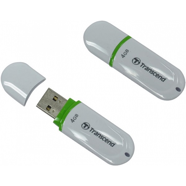 Флэш-драйв 4ГБ TRANSCEND JetFlash 300  TS4GJF330 USB2.0 белый/зеленый