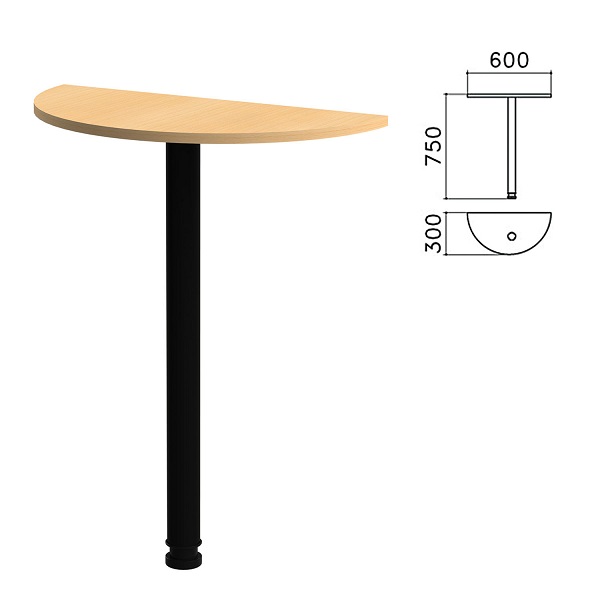 Стол приставной полукруг 300*600*750 мм, бук, Канц К15.10