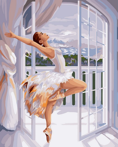 Картина по номерам 50*40 ФРЕЯ. Балерина у окна PNB/R1 №106