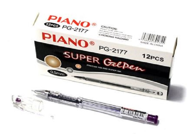 Ручка гелевая Piano PG-2177 SUPER Gelpen, игольчатый наконечник, чёрная