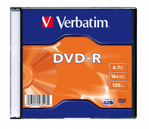 Компакт-диск DVD-R 4.7Гб 16х Verbatim, Slim Case