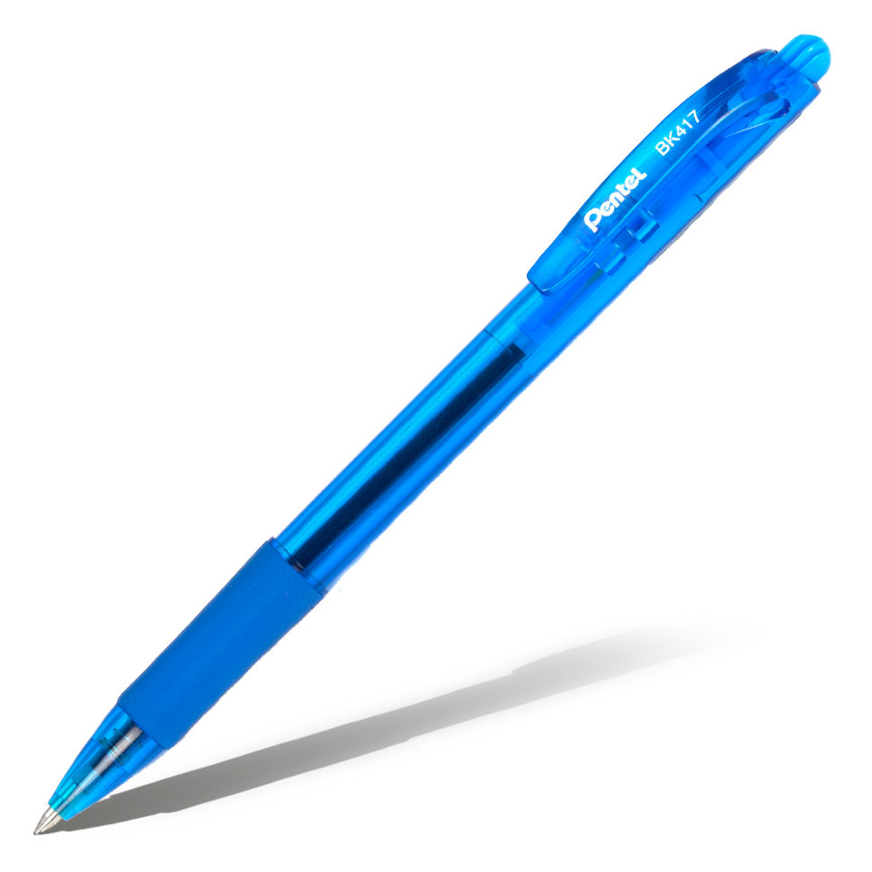 Ручка шариковая автоматическая  Pentel BK417-S рез. грип, голубая, 0,7мм