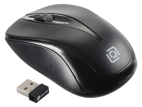 Мышь Oklick 675MW черный, оптическая (800dpi) беспроводная USB (2but)