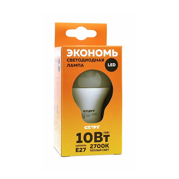 Лампа светодиодная СТАРТ ECO LED 10W E27 теплый свет