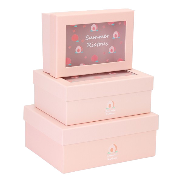 Набор подарочных коробок КОКОС Summer Riotous, 3шт (21*26*10,5-14*20,5*7,5) с окном, розовый 212930
