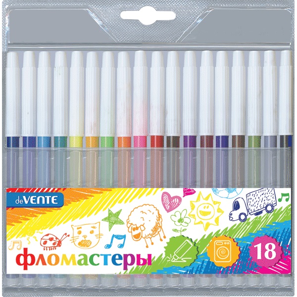 Набор фломастеров 18 цв. deVENTE. Cosmo невент. колп. 5082309 в пласт. блистере