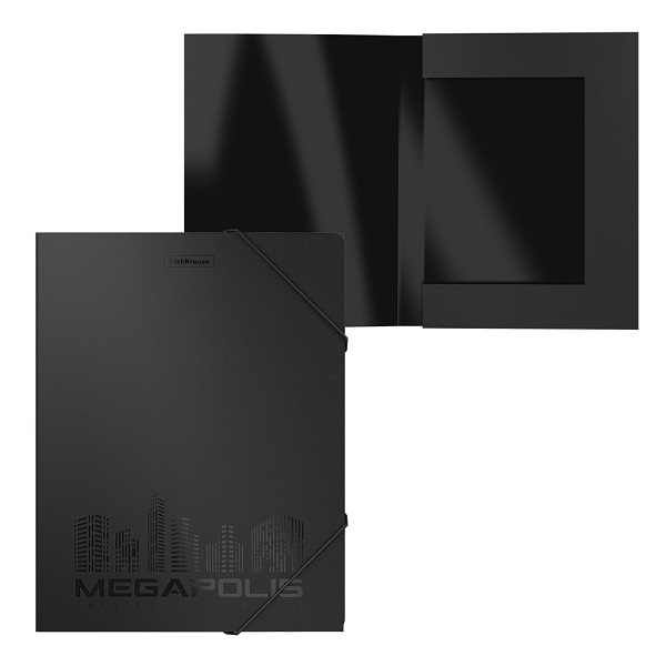 Папка пластиковая на резинках А4 700мкм Megapolis Erich Krause14429/50395 (30мм) черный