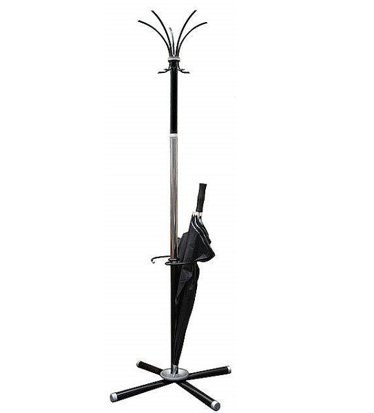 Вешалка-стойка Классикс-ТМ3 1,8 м, крестовина 70*70 см, 5 крючков + место для зонтов, металл, черный