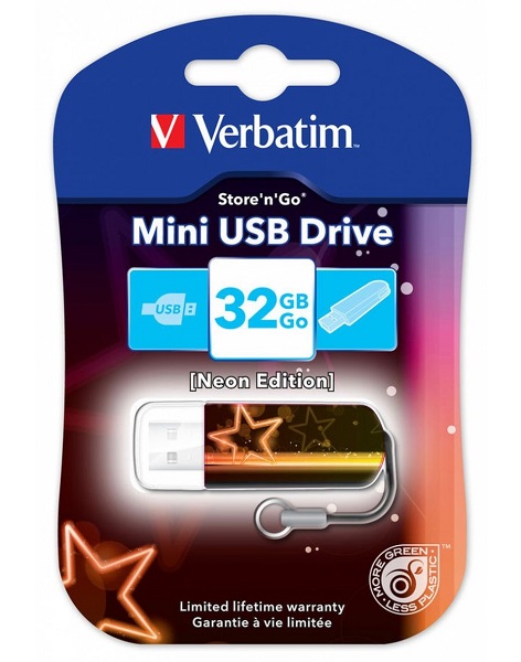 Флэш-драйв 32ГБ Verbatim Mini Neon Edition 49388 USB2.0 оранжевый/рисунок