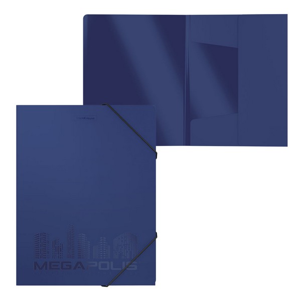Папка пластиковая на резинках А4 600мкм Megapolis Erich Krause 50393 синий