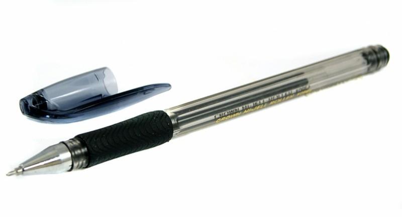Ручка гелевая Crown Hi-Jell Needle Grip HJR-500RNB  резин.грип, игольчатый стержень, черная