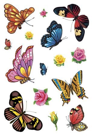 Наклейки Tattoos Бабочки (цветные) 6766
