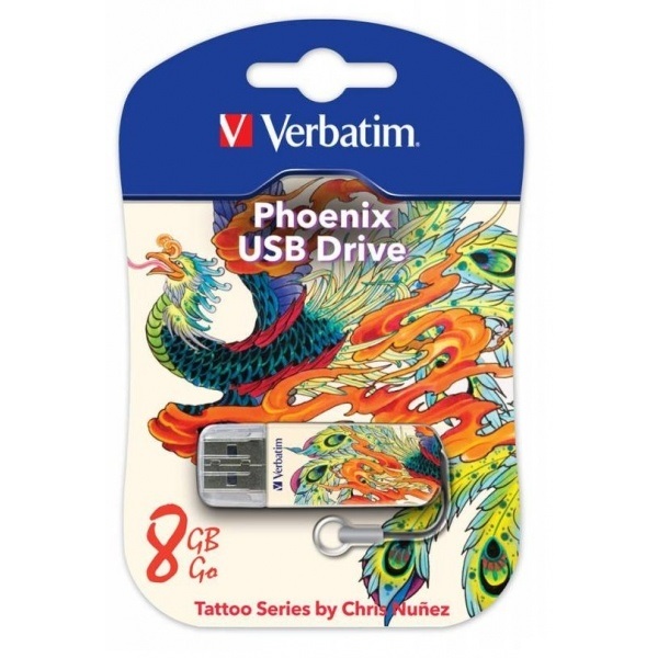 Флэш-драйв 8ГБ Verbatim Store n Go Mini Tattoo Phoenix 49883 USB2.0 белый/рисунок