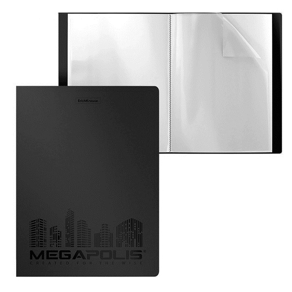 Папка с 20 прозр.вклад. EK MEGAPOLIS 45988 черная
