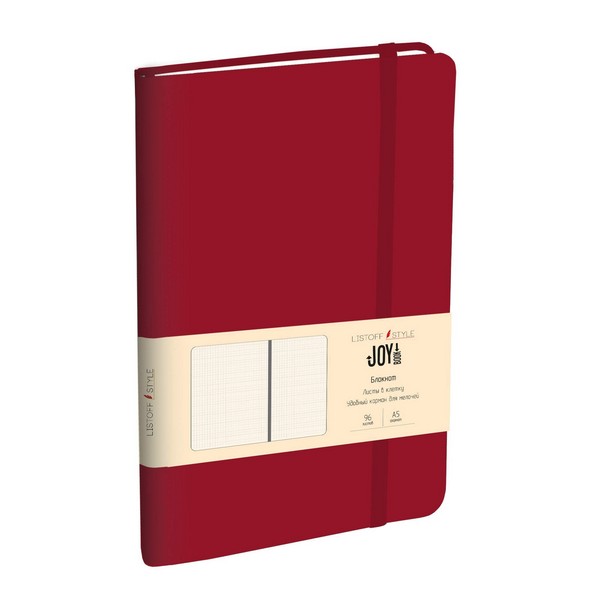 Бизнес-блокнот А5 96л.кл. Joy Book. Особый красный, кожзам Канц-Эксмо БДБК5963385