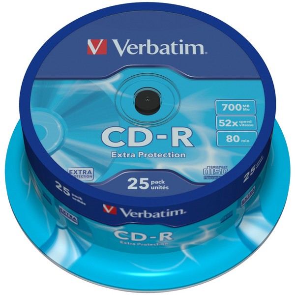 Компакт-диск CD-R 700 Мб 52x Verbatim, Cake Box 25 шт