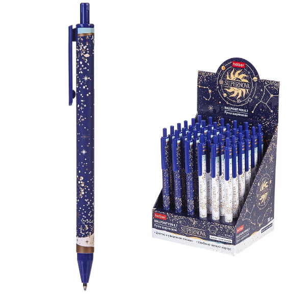 Ручка шариковая автомат. Хатбер SuperNova, масл.основа, 0,7 мм, корп.ассорти, BP_067059 синяя