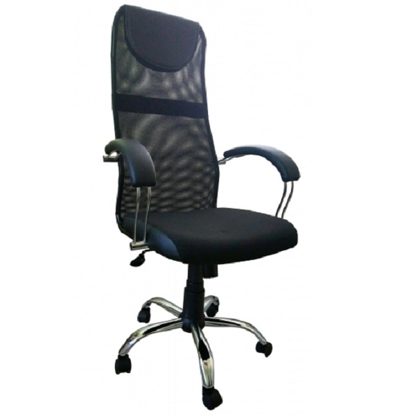 Кресло офисное Омега 1Х TW сетка, кожзам, черное Д501