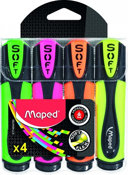 Набор текст. маркеров Maped FLUO PEP'S CORE ULTRA SOFT 4шт. ассорти 746047