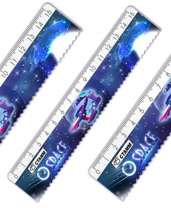 Линейка пласт. 15 см Стамм ЛН503 с волнистым краем Space 