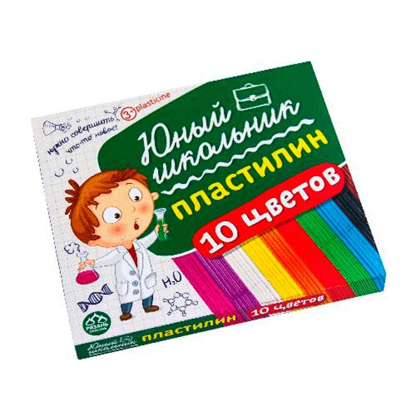 Пластилин 10 цв. "Гамма Увлечений. Юный Школьник" 150гр стандартный со стеком в карт.кор. 8042510