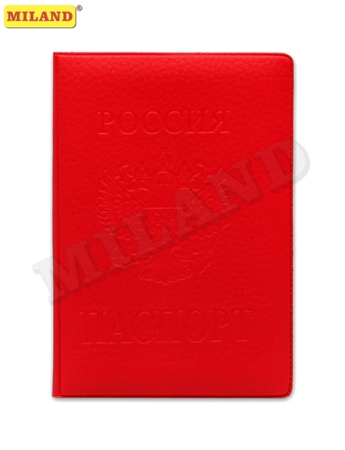 Обложка д/паспорта  МАТОВАЯ АЛАЯ "Стандарт" ОП-9773 мягкая экокожа