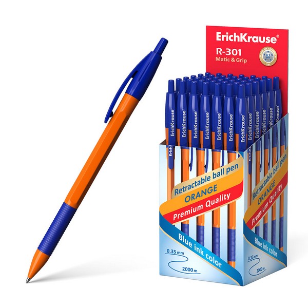 Ручка шариковая автом. R-301 Orange Matic Grip, EK 46762 синий
