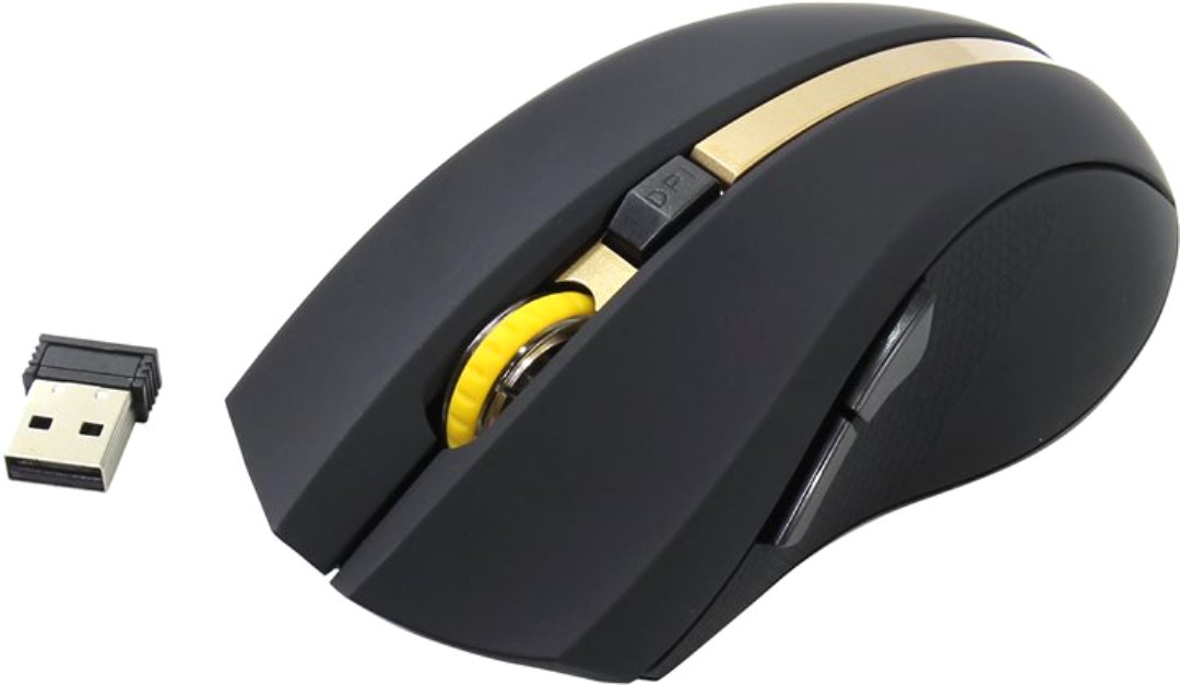 Мышь Oklick 495MW черный/золотистый оптическая (1600dpi) беспроводная USB (6but)