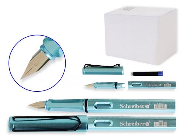 Ручка перьевая S 8888 бирюзовый корпус, синяя
