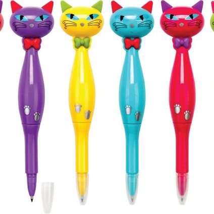 Ручка шариковая КОШКА, корпус в форме кошки, ассорти, синяя МС-4542