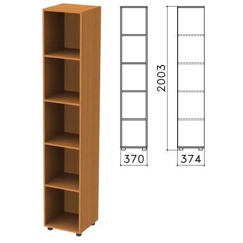 Шкаф стеллаж узкий Фея 390*390*2000 мм, 4 полки, орех милан, КФ15.5