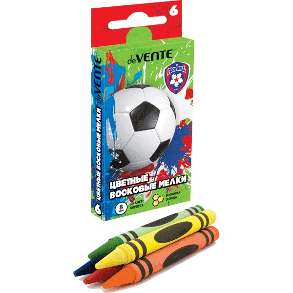 Набор восковых мелков  6 шт. deVENTE. Football карт.уп. 8077905