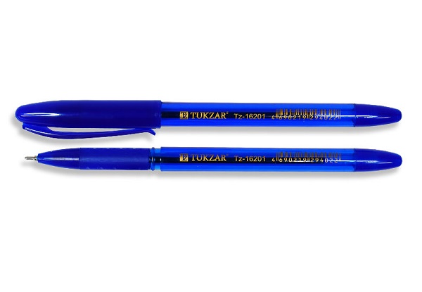 Ручка шариковая TZ 16201, масл.основа, резин. грипп, синяя