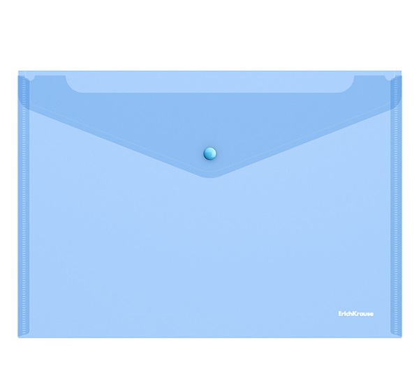 Папка-конверт на кнопке А4 Classic 180мкм EK 47050 полупрозрачн. синяя