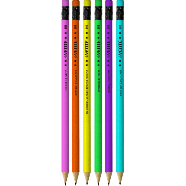 Набор простых карандашей deVENTE. Motivation 6шт. (HB) с ластиком 5030101