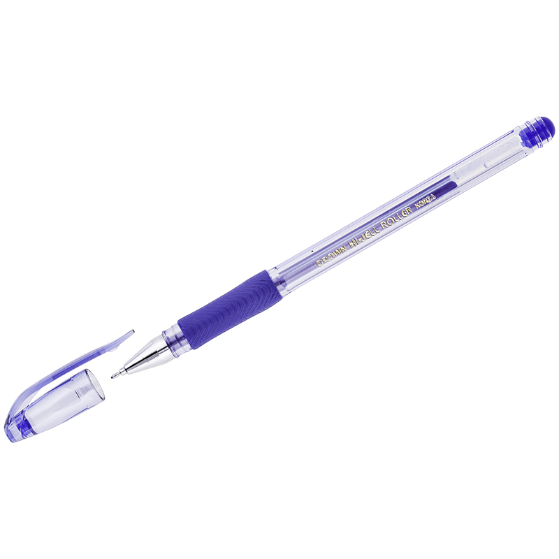 Ручка гелевая Crown Hi-Jell Needle Grip HJR-500RNB резин.грип, игольчатый стержень, синяя