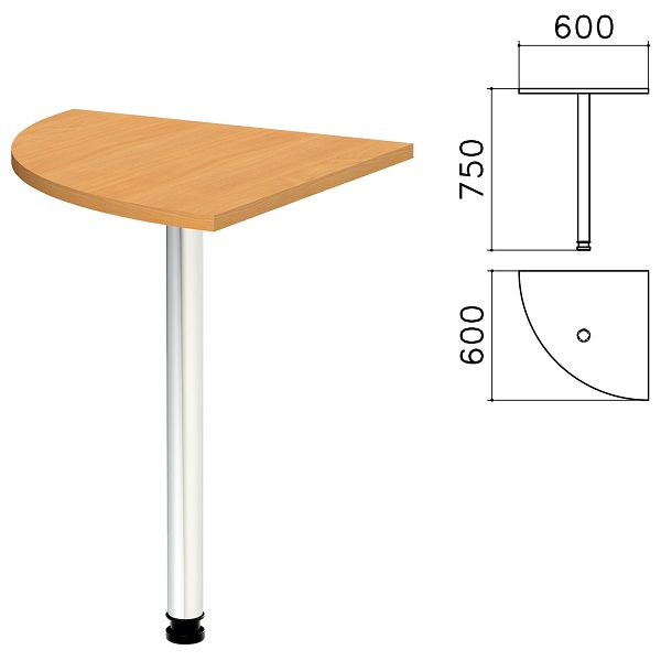 Стол приставной угловой 604*604*756 мм, бук, Монолит КМ56.1