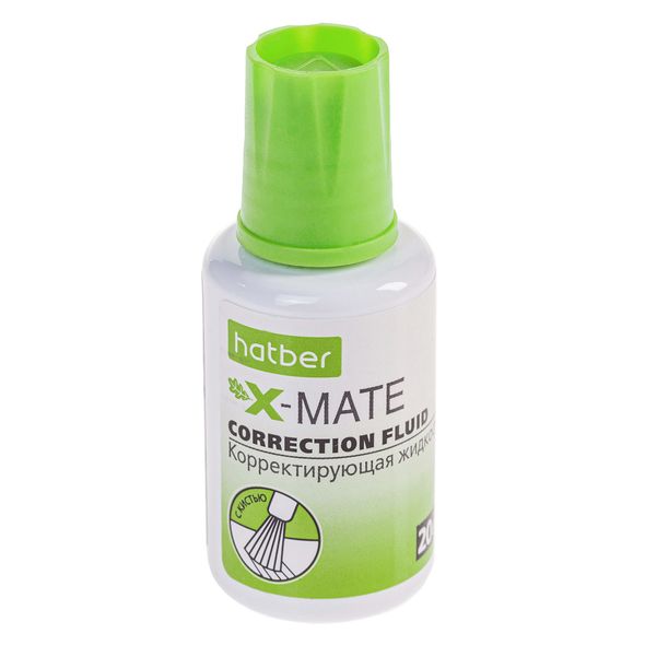 Жидкость коррект. Hatber 20мл X-Mate CF_065655 с кисточкой, на химической основе