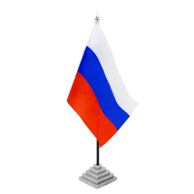 Флаг настольный Россия, б/герба 15*22,5см с подставкой 310