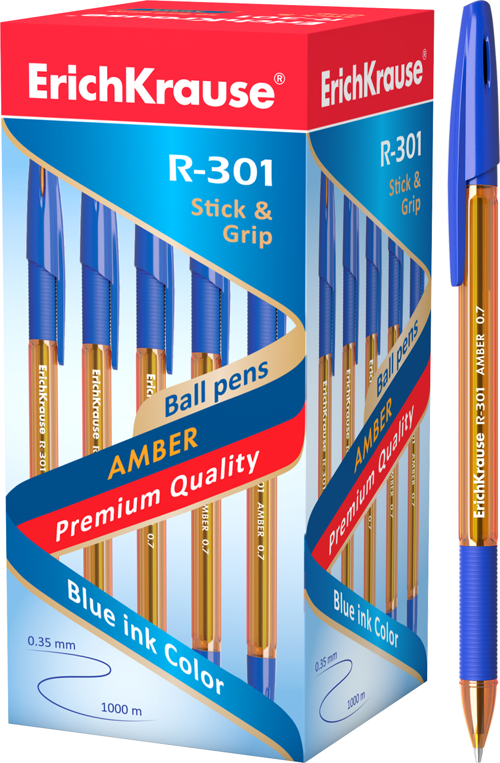 Ручка шариковая R-301 AMBER Stick&Grip EK 39530 резин.грип, синяя
