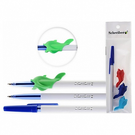 Ручка-самоучка шариковая + 3 держателя S 325-1193-3 синяя