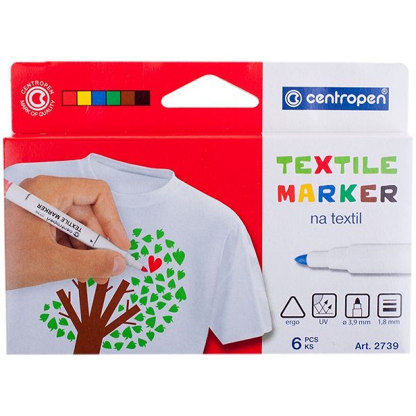 Набор маркеров для ткани Centropen Textil Marker 2739 6цв.