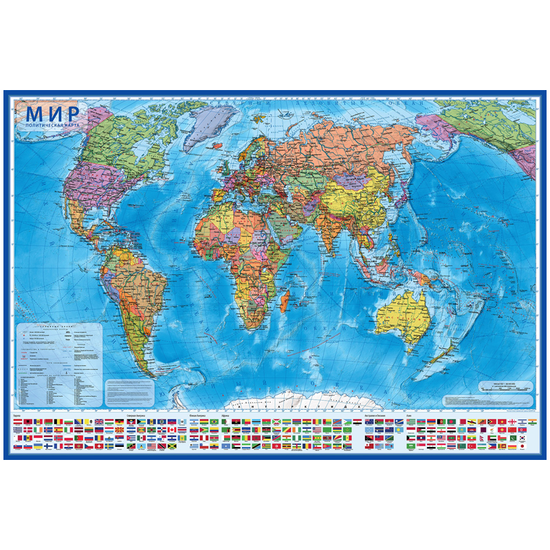 Карта Мира политическая М1:15,5 млн (199*134 см) КН084 ламинация