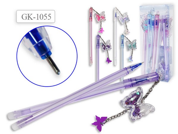 Ручка гелевая Пиши-стирай. БАБОЧКА GK-1055 синяя 